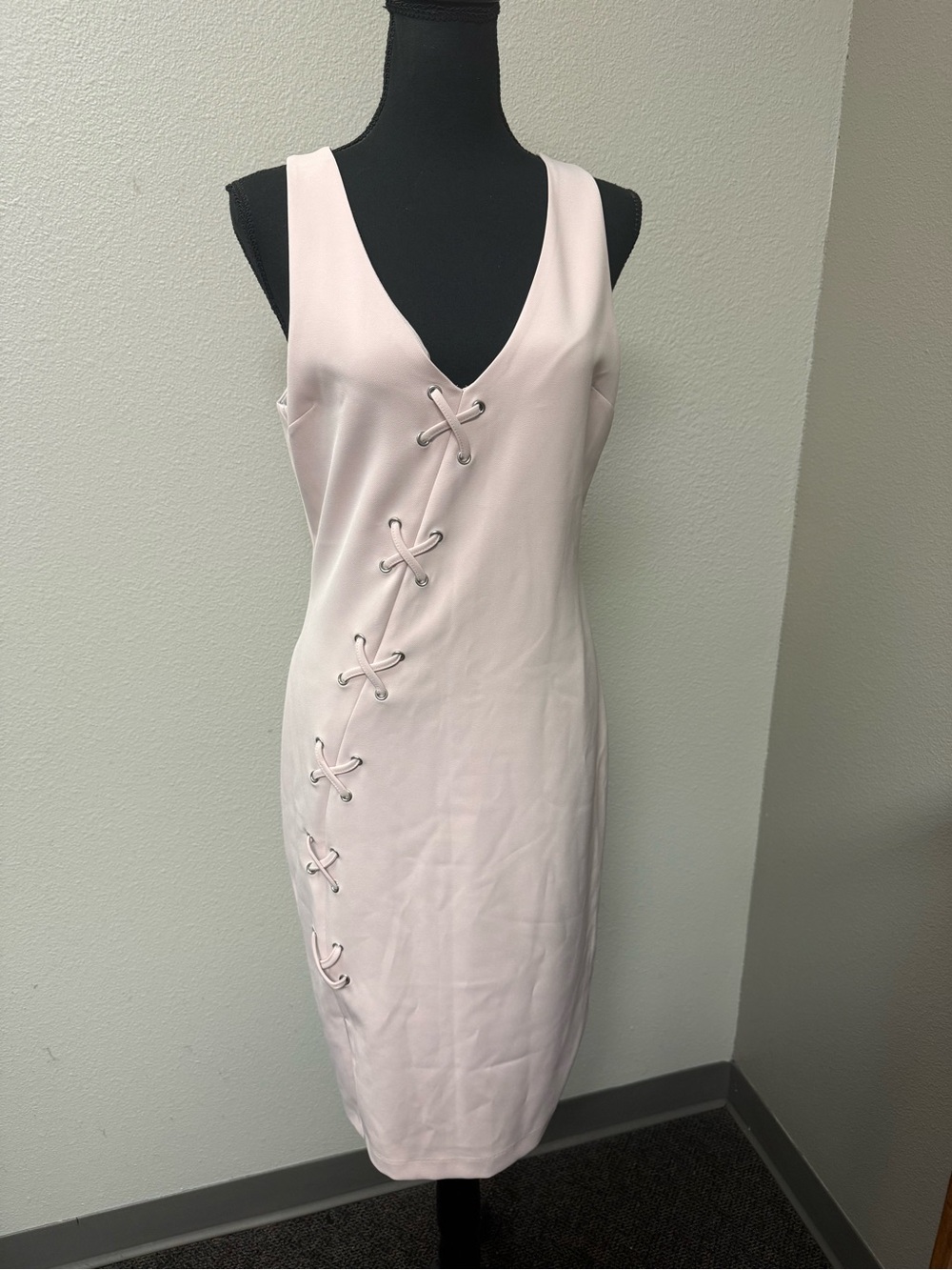 NWT Bold Elements Blush Pink Lace-Up Sheath Dress Sleeveless Career Small - Picture 3 of 11